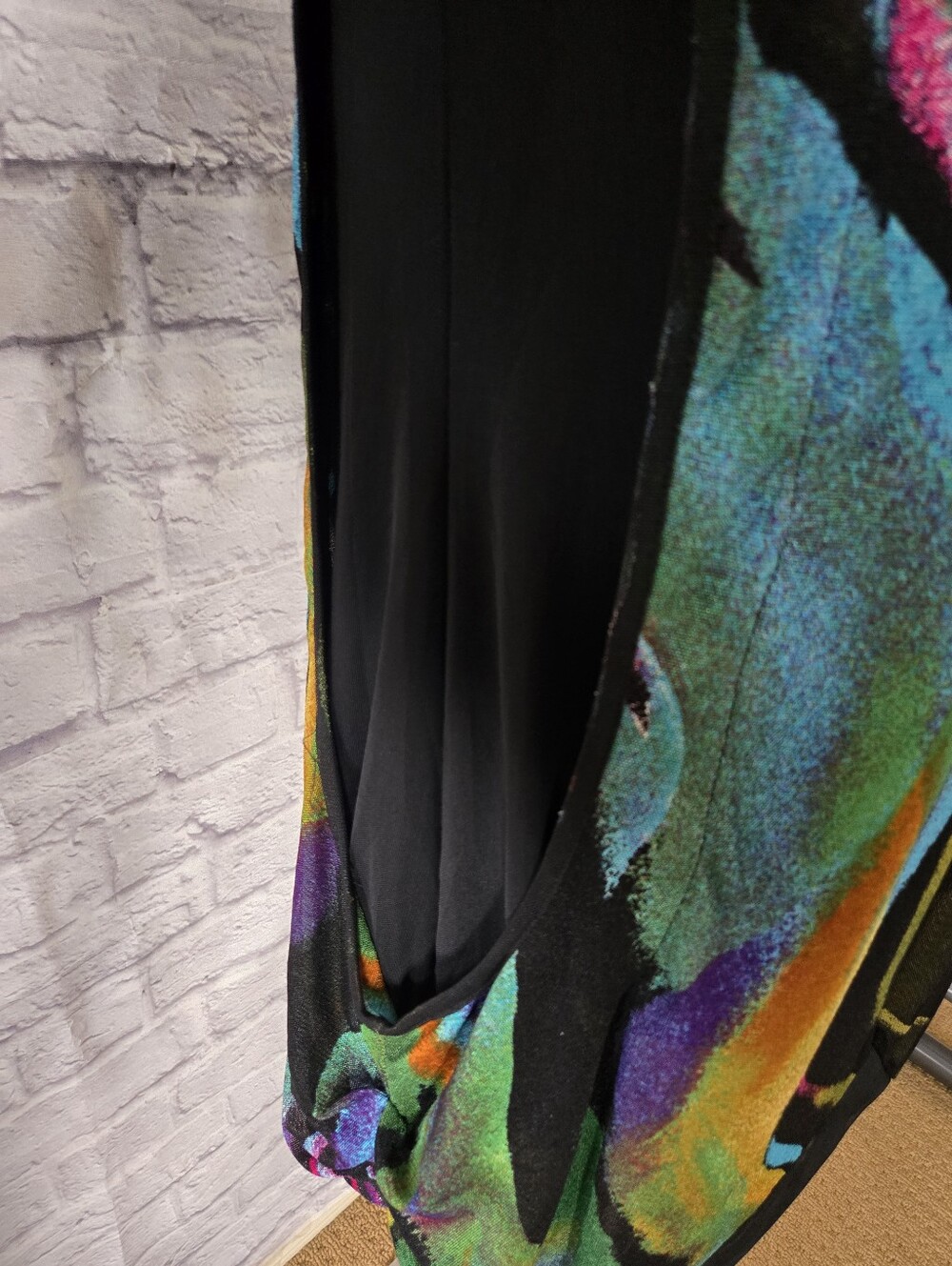 Papa Vancouver Size M Multicolor Abstract Tunic Top | Sheer Sleeves | Layered - Picture 4 of 14